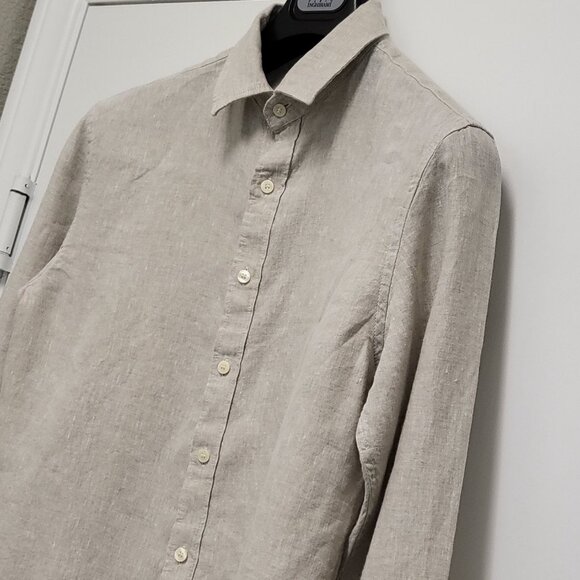 Banana Republic BR Mens Shirt 100% Linen Sze Small Button Up Long Sleeve Coastal - Picture 8 of 15